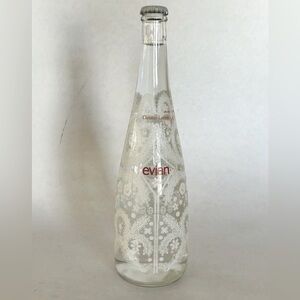 Evian Christian Lacroix 2008 Glass Water Bottle Lace Snowflake Limited‎ Sealed
